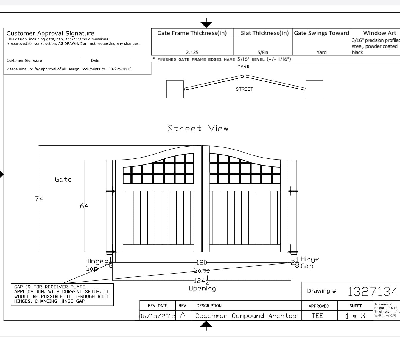 Remake of Drawing 1327134 Rev A - Gate Panels Only