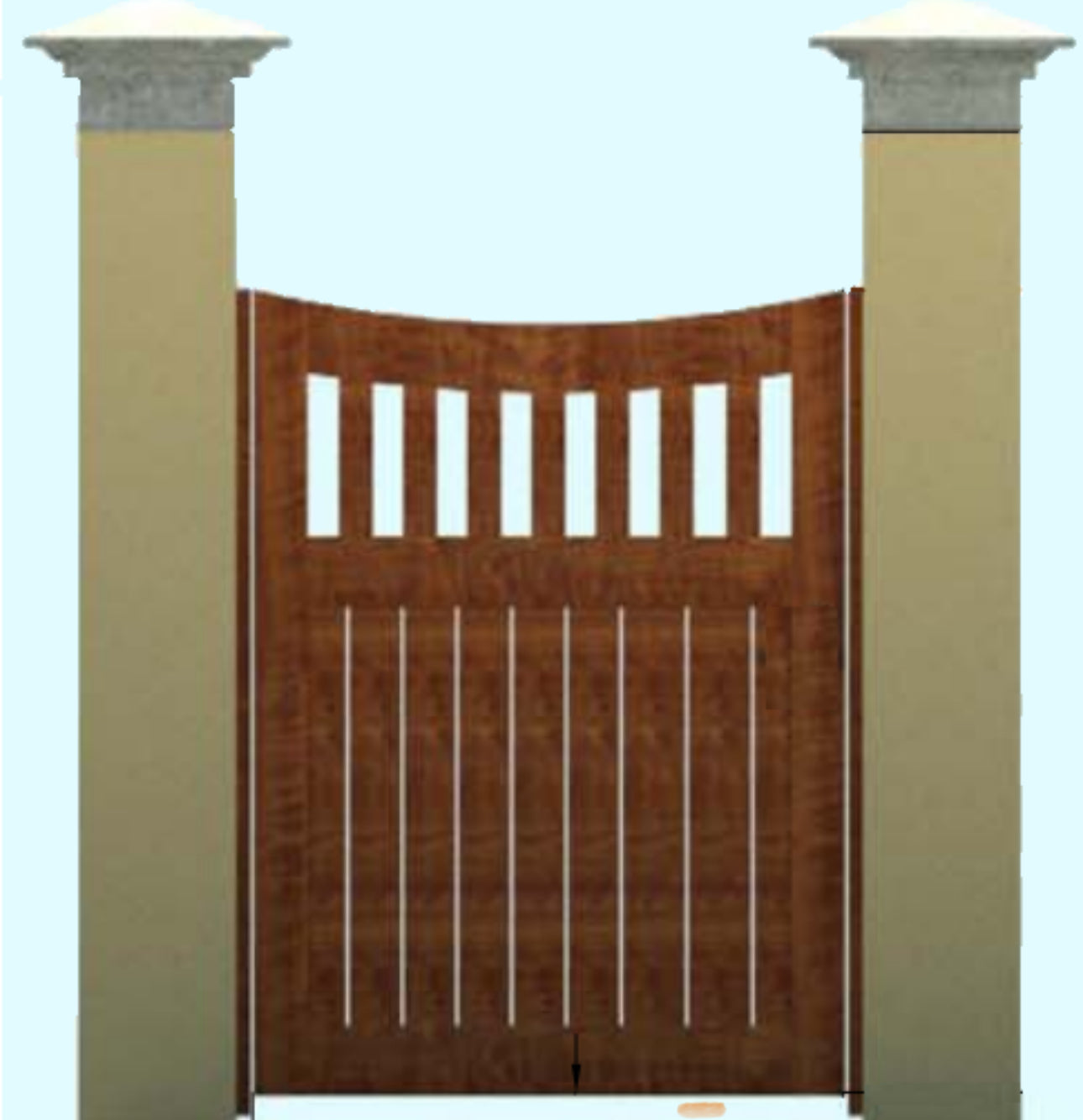Reverse arch top custom size Rose City wood gate package (MHoward)