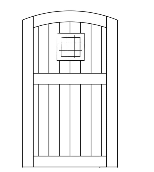 Custom Signature Peek Window Gate, No Peek Door, With Speakeasy Grill, 1 1/4” Domed Clavos Around Perimeter (both sides)🔸