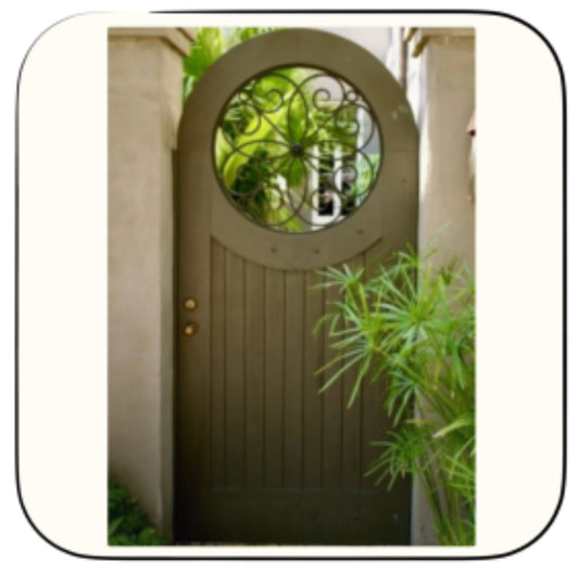 Custom Archtop Gate with Metal Window Art