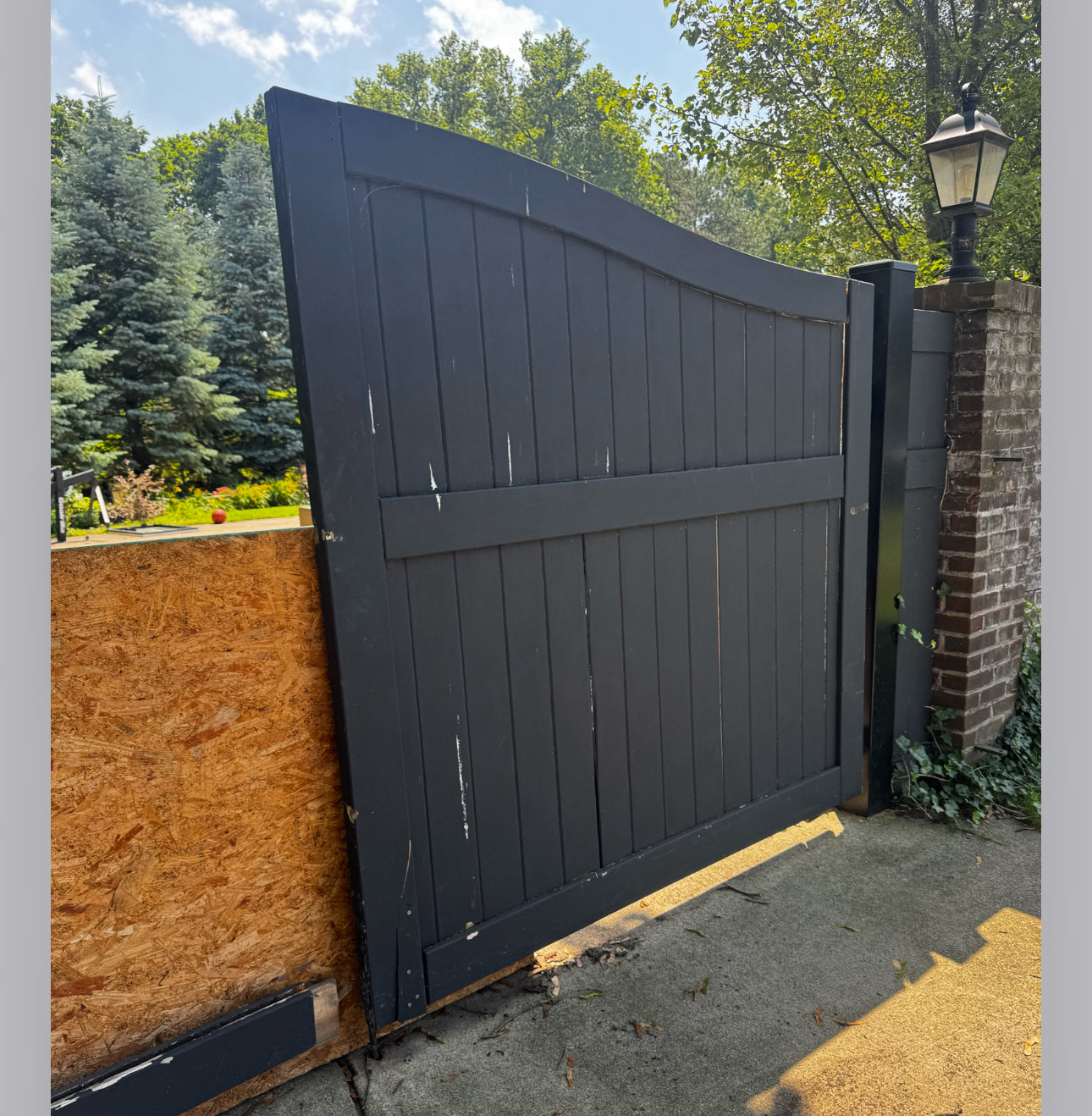 Replacement Signature Compound Arch Double Swing Gate with Steel Reinforcement Frame and Hinge Pins – 155.5” Opening, 81” Peak, 7–8 weeks